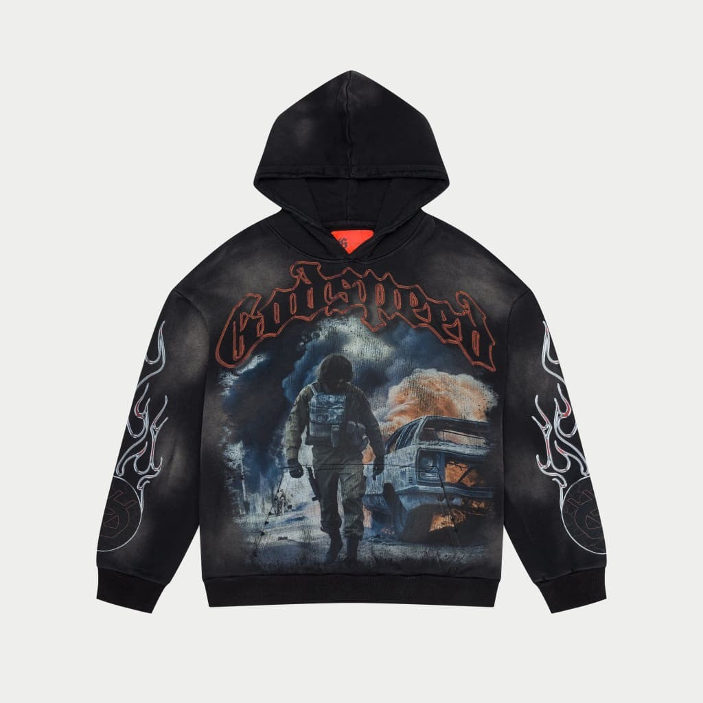 Godspeed Hoodie Khaos Black Wash Hoodie Out Of Many One Streetwear Clothing