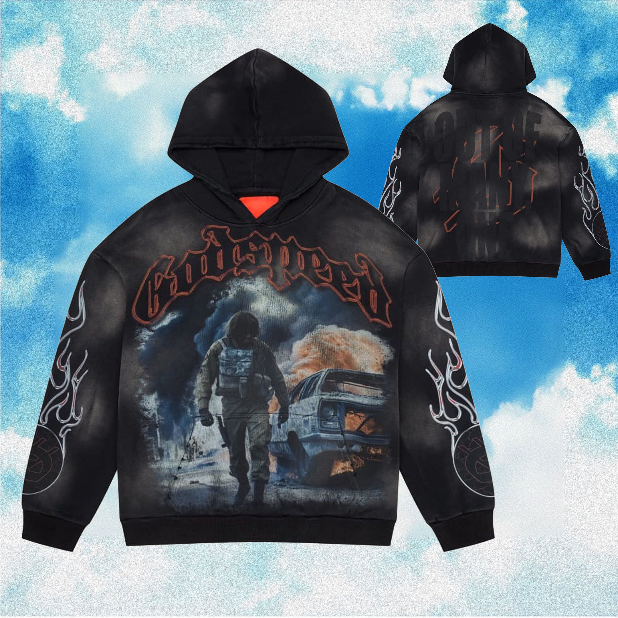 Godspeed Hoodie Khaos Black Wash Hoodie Out Of Many One Streetwear Clothing