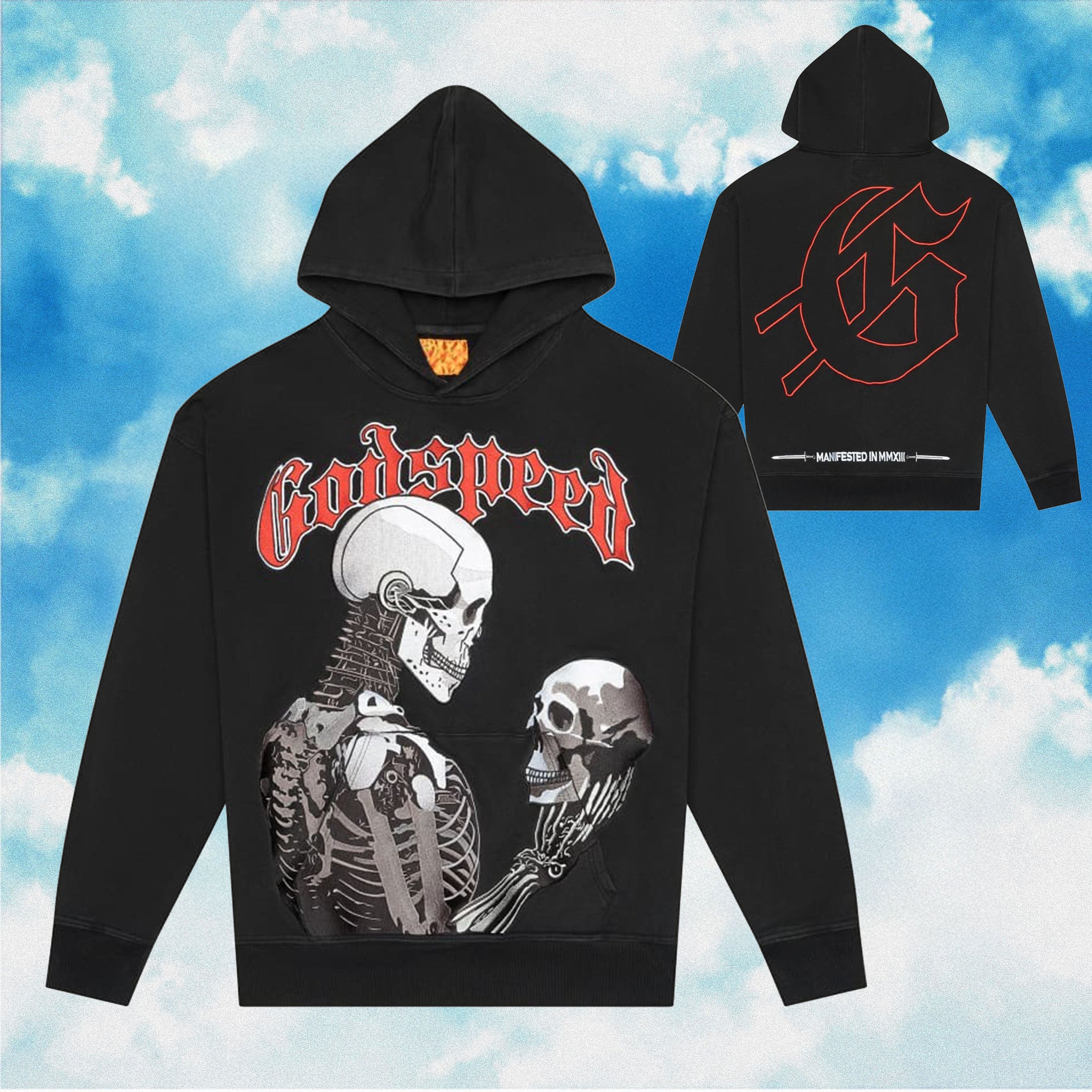 Godspeed Hoodie Mankind Vs Ai 2 Skeleton Black Hoodie Mens Streetwear Clothing