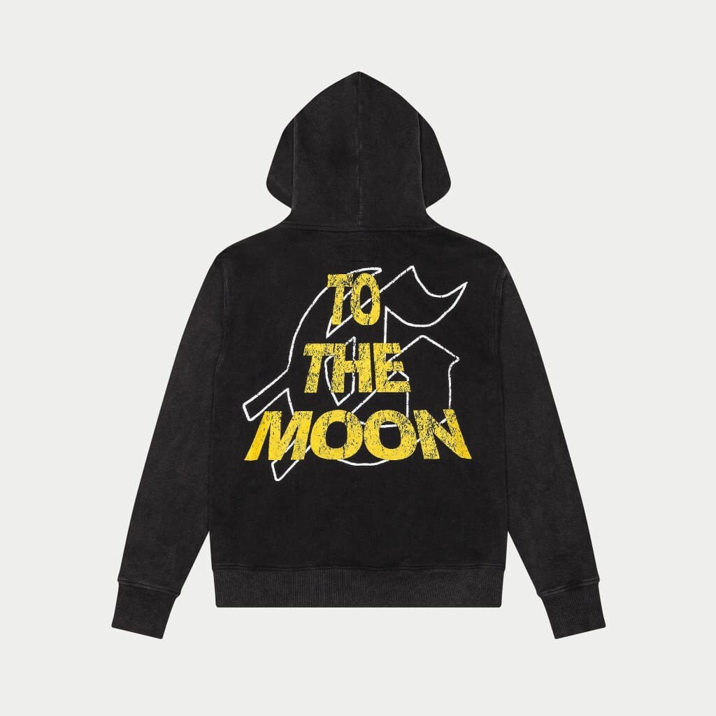 Godspeed Hoodie No Looking Back Black Wash Hoodie To Be Moon Streetwear Clothing