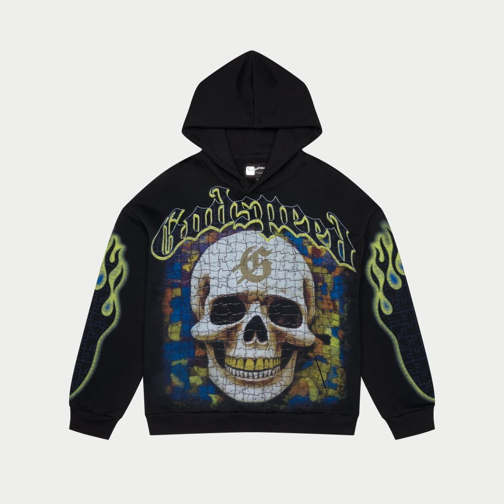 Godspeed Hoodie Puzzled Skull Black Hoodie Mens Streetwear Clothing