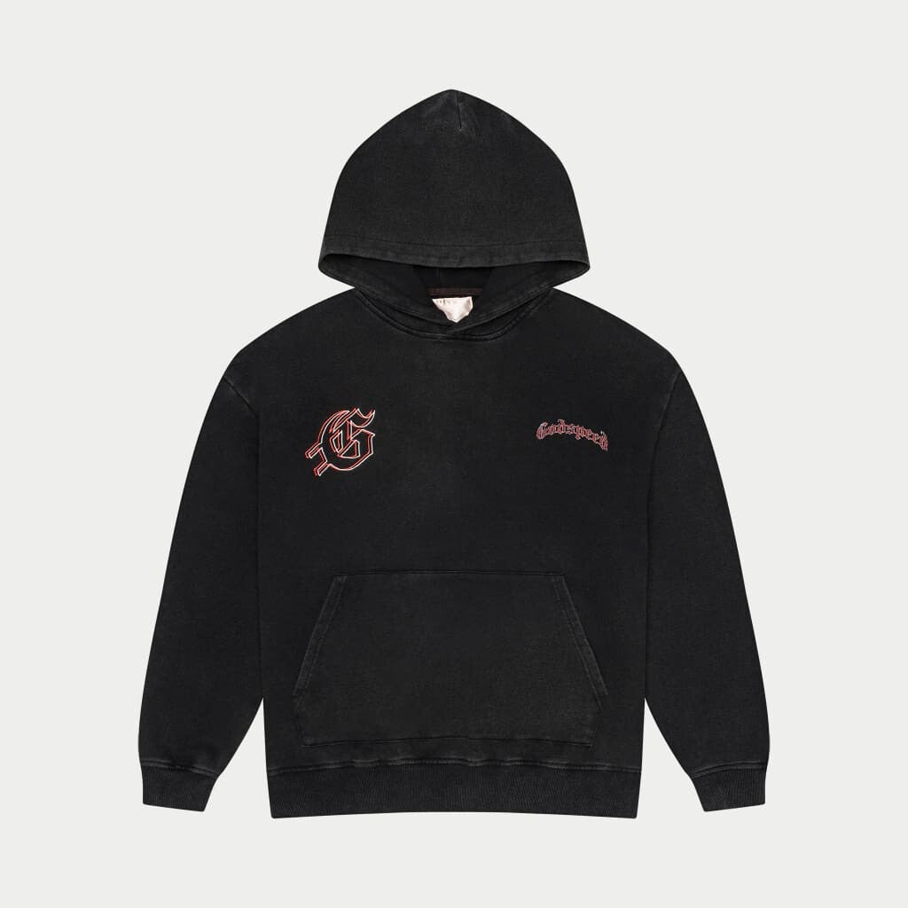 Godspeed Hoodie State Of Liberty Red Day Black Wash Hoodie Streetwear Clothing