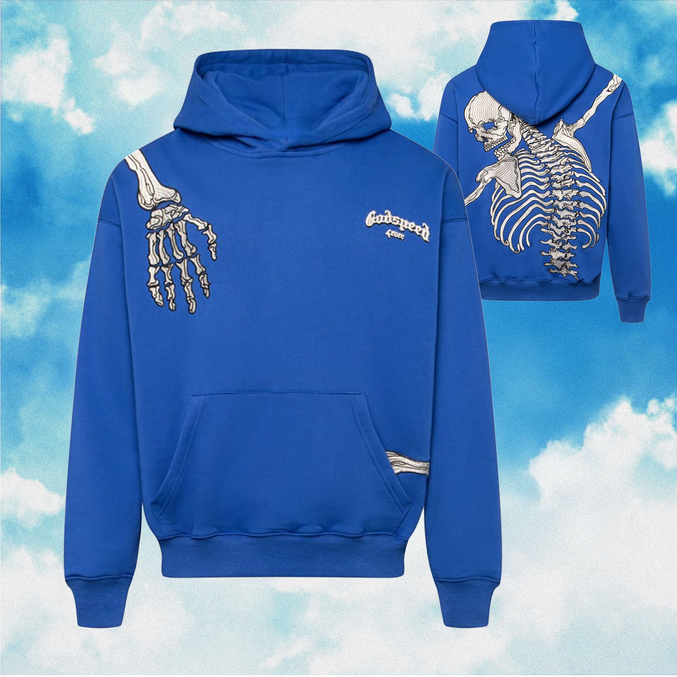 Godspeed Hoodie R.O.D Skeleton Blue Hoodie Streetwear Clothing