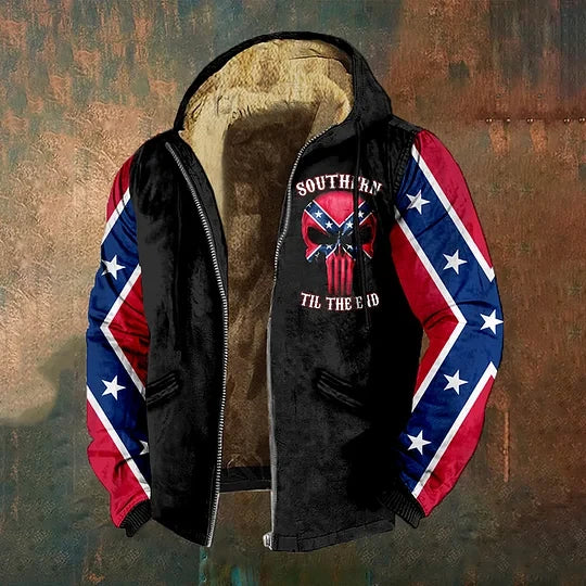 Southern Til The End Old Dixie Zip Hoodie Skull Southern Cross Clothing Gifts For Men
