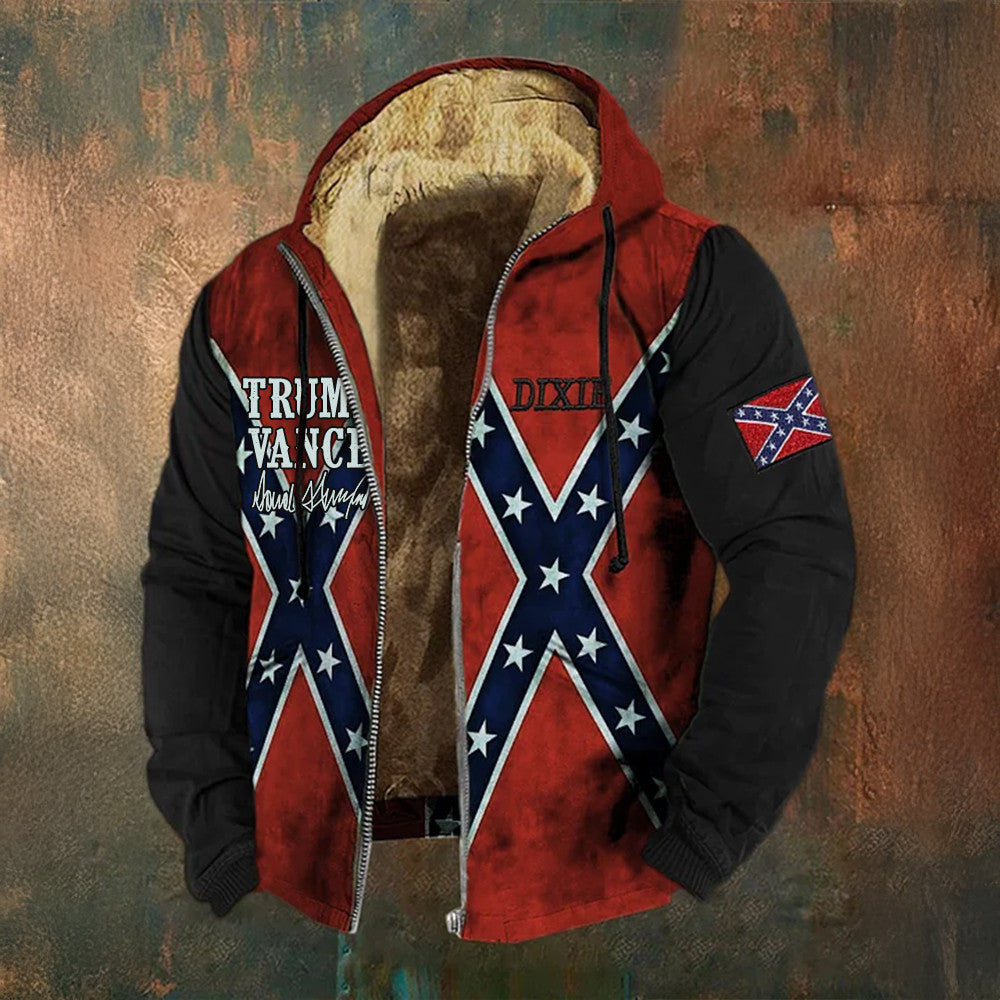 Trump Vance 2025 Zip Hoodie Old Dixie Merch MAGA Southern Cross Apparel Men's Gifts