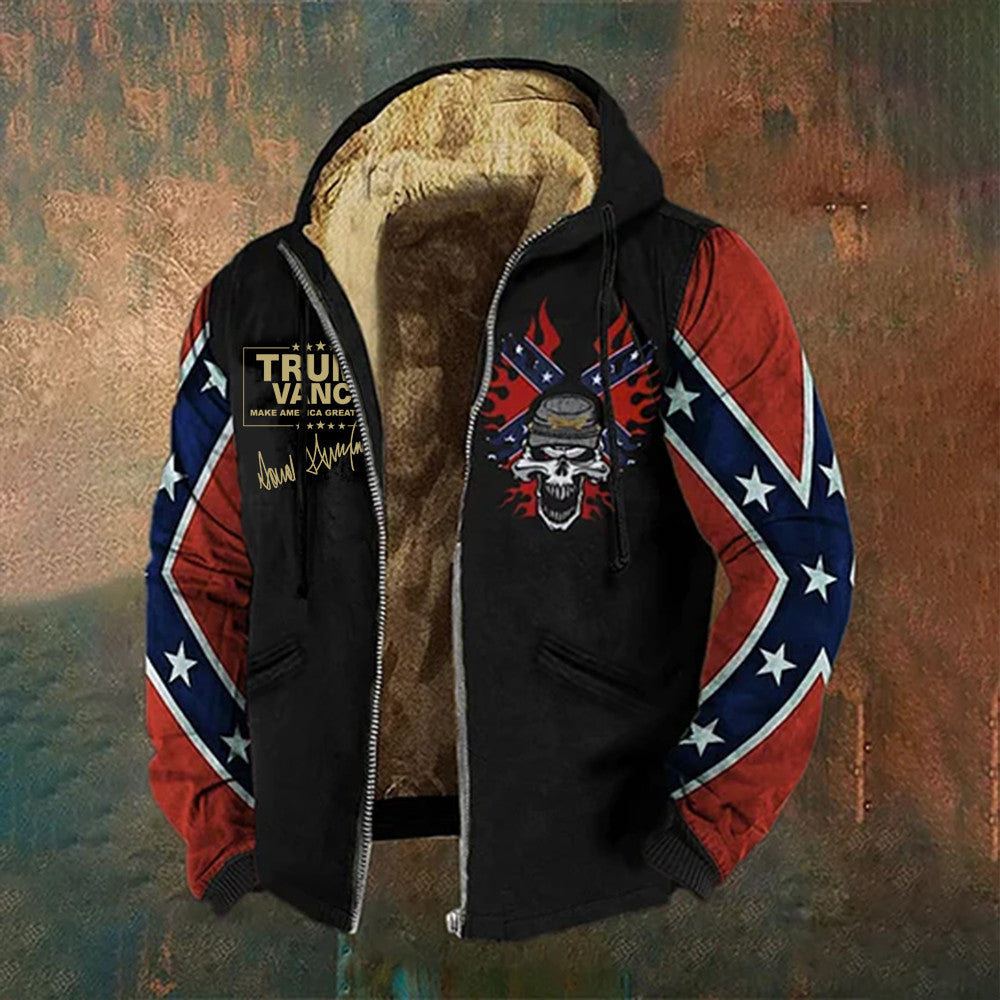 Trump Vance Make America Great Again Zip Hoodie Old Dixie Skull Merch Vintage Southern Clothing