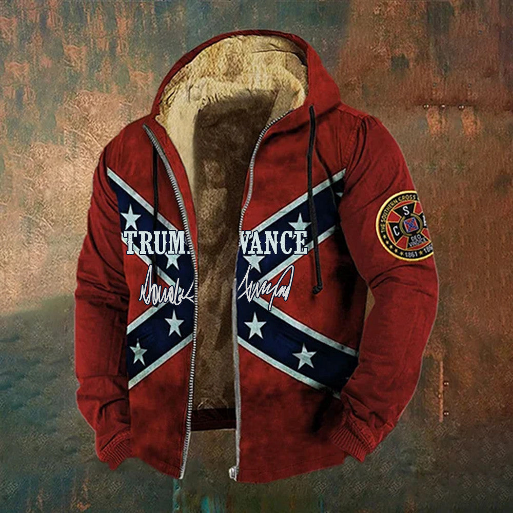 Trump Vance Zip Hoodie MAGA Old Dixie Merch Vintage Southern Cross Apparel Gifts For Dad