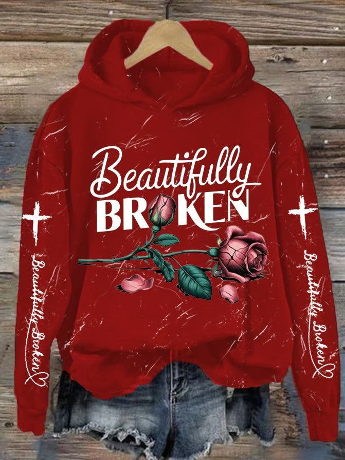 Beautifully Broken Rose Hoodie Country Music Lover Jelly Roll Fans Father's Day Gift for Husband
