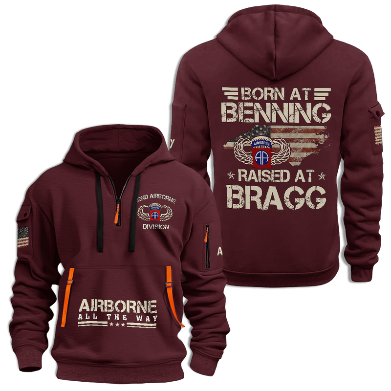 82nd Airborne Division Airborne All The Way Half Zip Hoodie Veterans Day Father's Day Gift for Dad
