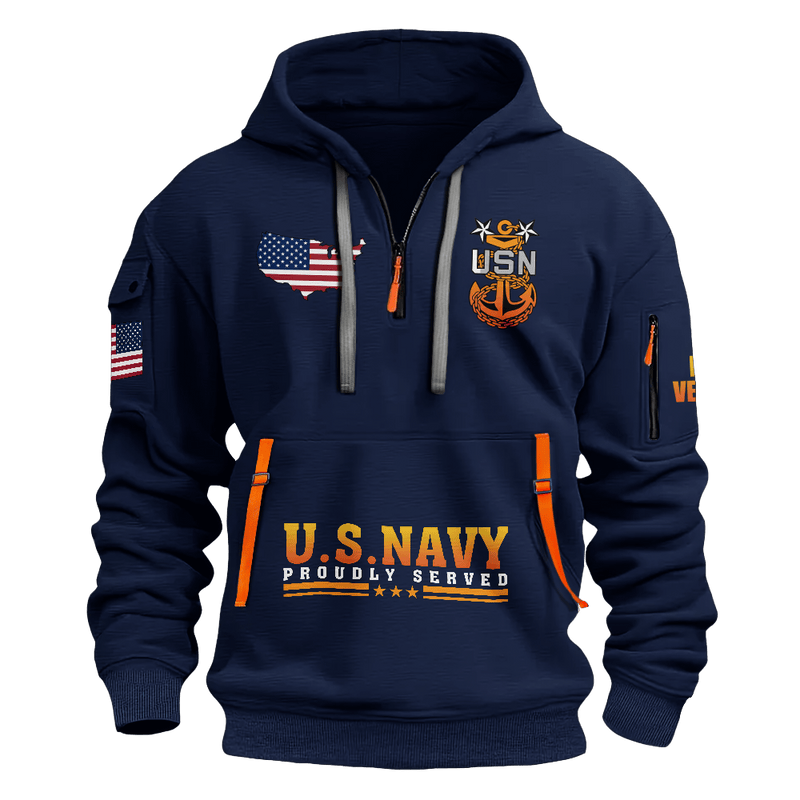 US Navy Proud Served Half Zip Hoodie USN Less Than 1% Of Americans Have Ever Seen The Sunset