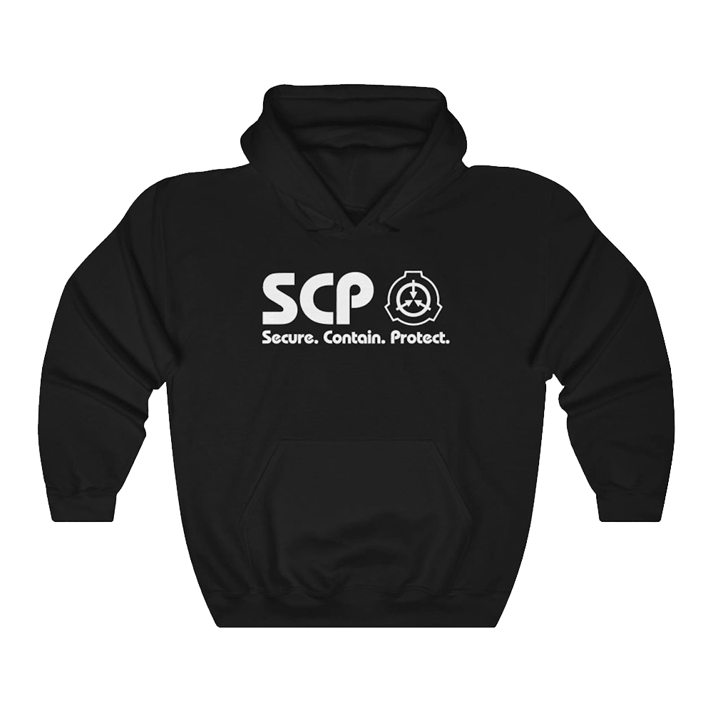 SCP Hoodie SCP White Logo And Slogan Hoodie Secure Contain Protect Merch