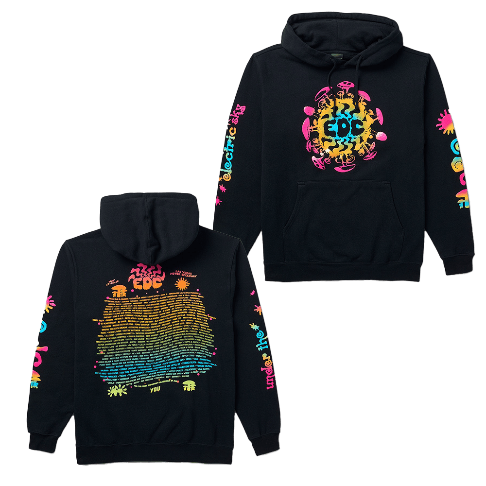 EDC Merchandise EDC Gradient Waves Lineup Hoodie Gifts For Music Fans Birthday Gift for Husband