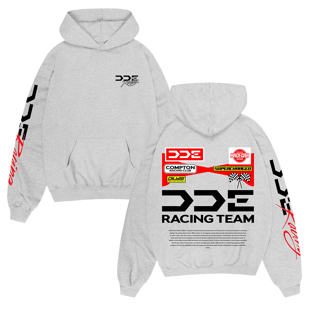 DDE Merch DDE Racing Team Heather Grey Hoodie Best Father's Day Gifts For Racing Fans