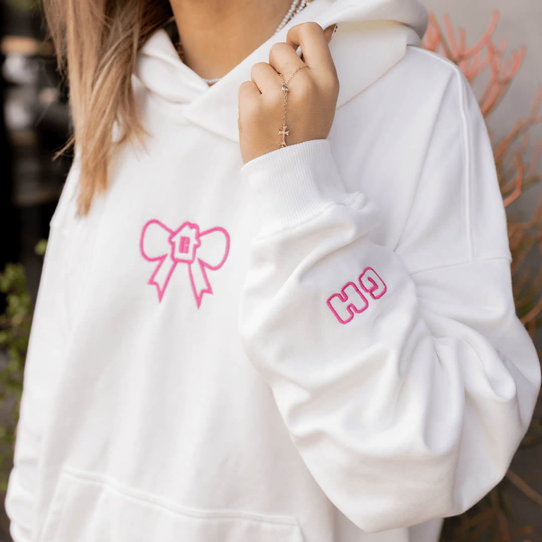 Glow House Hoodie White You Are Loved Bow Hoodie Cute Mothers Day Gifts