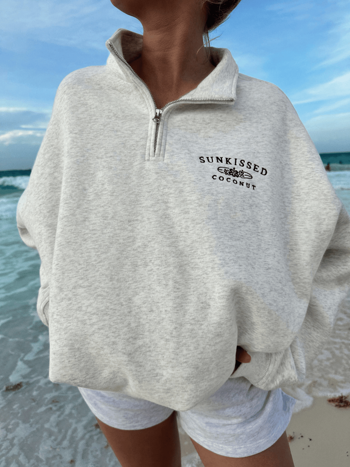 Sunkissed Coconut Quarter Zip Sweatshirt First Time Mothers Day Gifts Gift for Brother