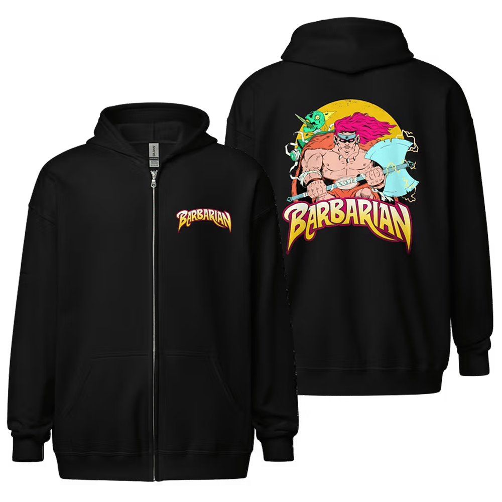 Dungeon Soup Merch Dark Fantasy Barbarian Zip Hoodie Father's Day Presents For Husband
