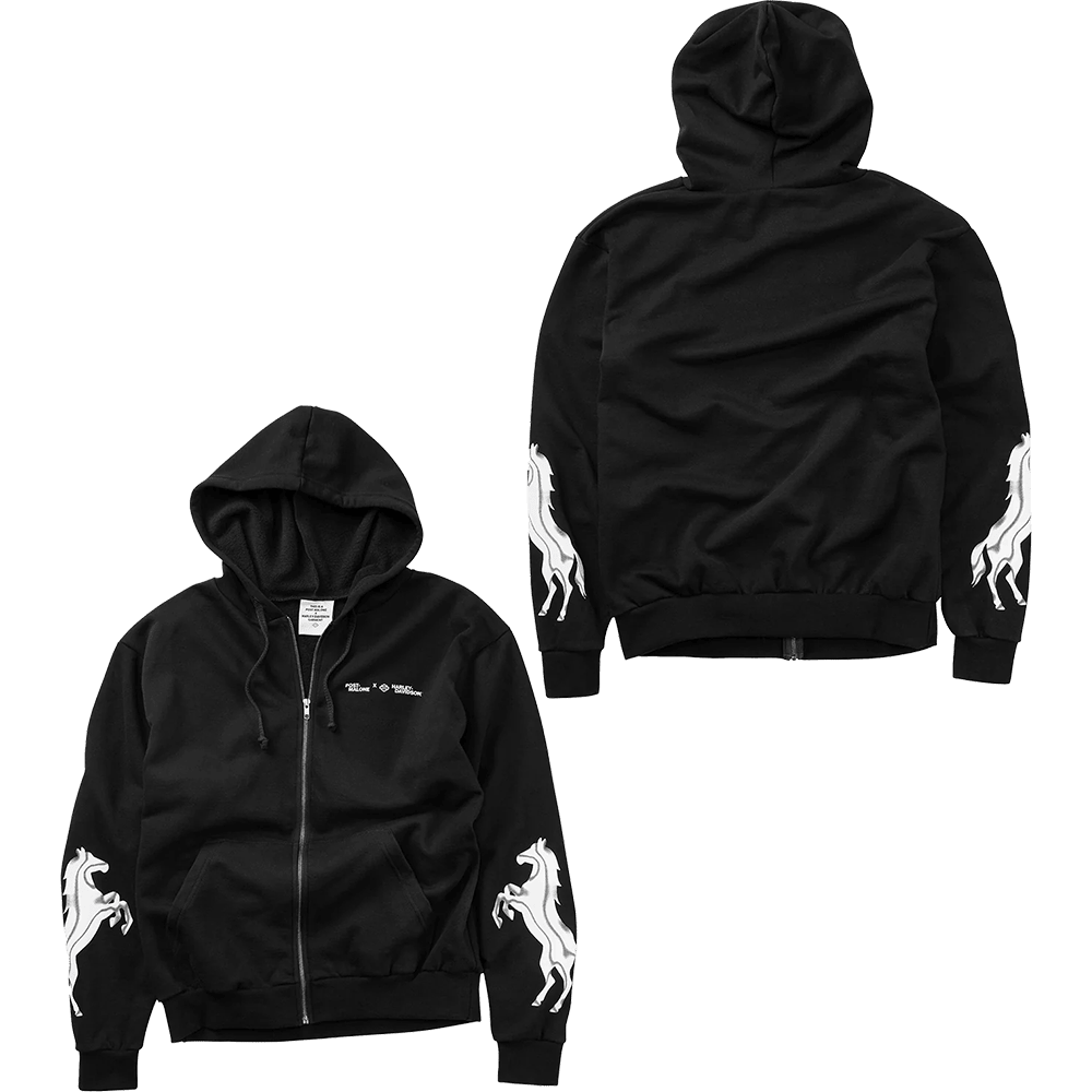 Post Malone Tour Merch 2025 Post Malone X H-D Horsepower Zip Hoodie Good Fathers Day Gifts