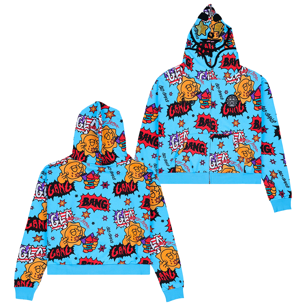 Glo Gang Hoodie Glo Bang Blue Full Zip Hoodie Top Father's Day Gifts
