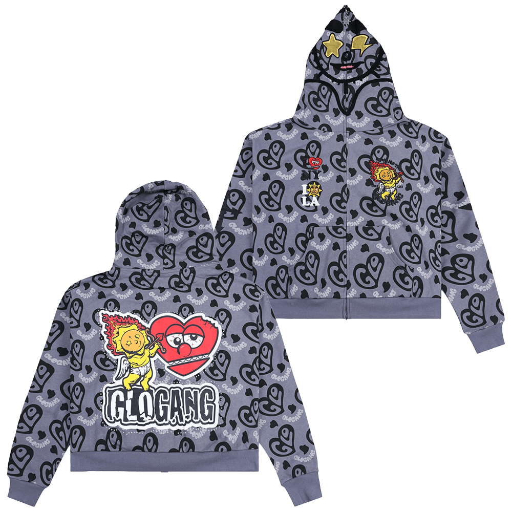 Glo Gang Hoodie Glo Gang I Heart Glo Full Zip Hoodie Father's Day Presents For Husband
