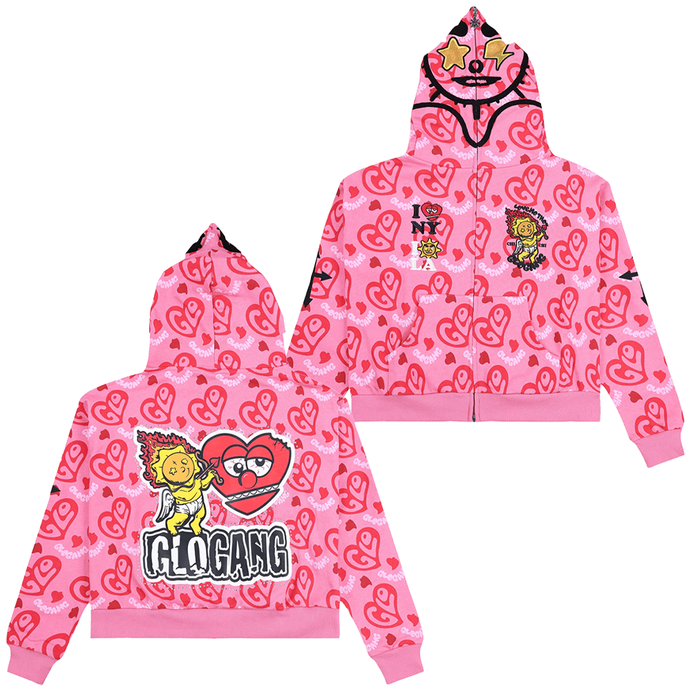 Glo Gang Hoodie Pink Glo Gang I Heart Glo Full Zip Hoodie Gifts For Wife