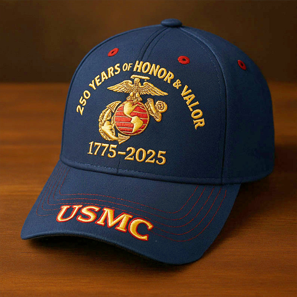 USMC 250 Years Of Honor And Valor Hat Proud Marine Corps Embroidered Hat Gifts For Dad