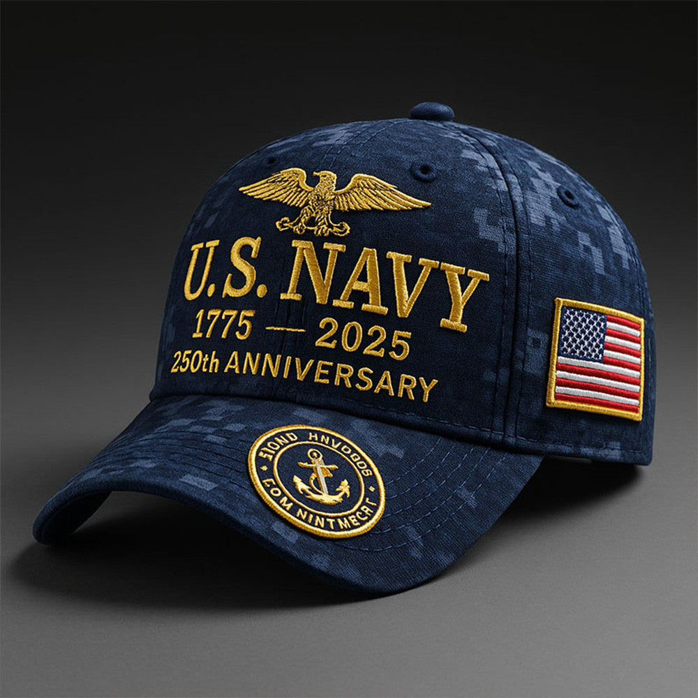 US Navy 250th Anniversary Hat Pride Military Embroidered Navy Cap Father's Day Gifts