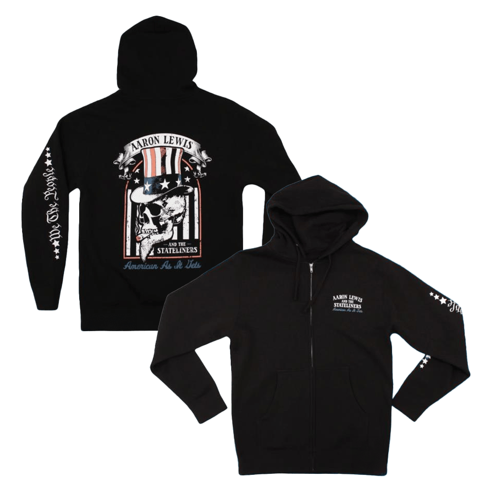 Aaron Lewis Merchandise Uncle Sam Skull Zip Up Hoodie Top Father's Day Gifts