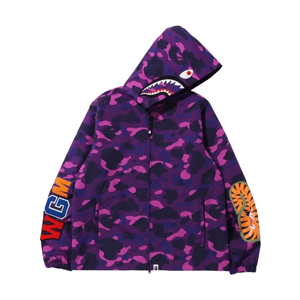 Purple Bape WGM Shark Hoodie Jacket Color Camo Gift for Boyfriend Streetwear