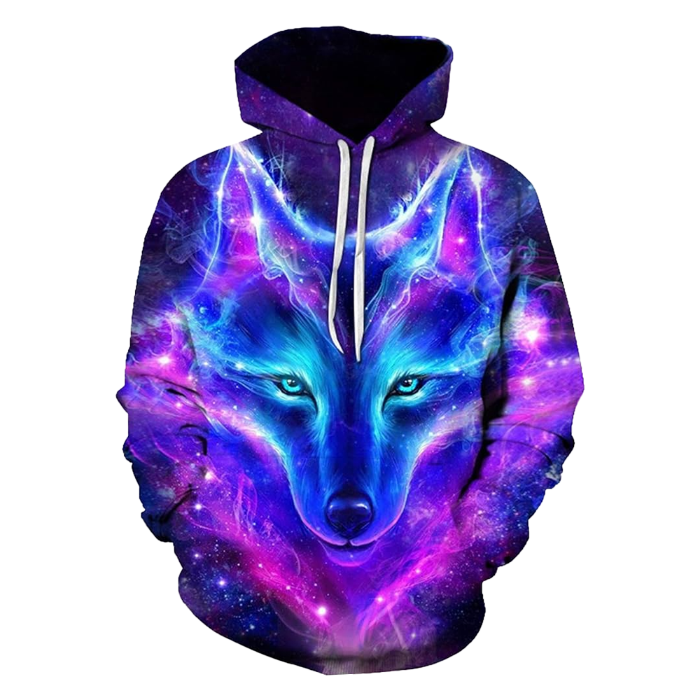Galaxy Wolf Hoodie Unique Apparel Gift Idea for Wolf Lovers Fantasy Streetwear