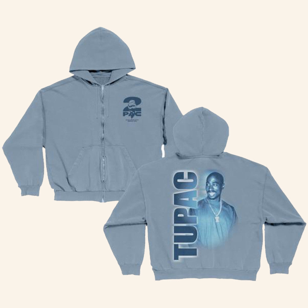 2Pac Merch Only God Can Judge Me Blue Zip Hoodie Rapper Gifts For Fans