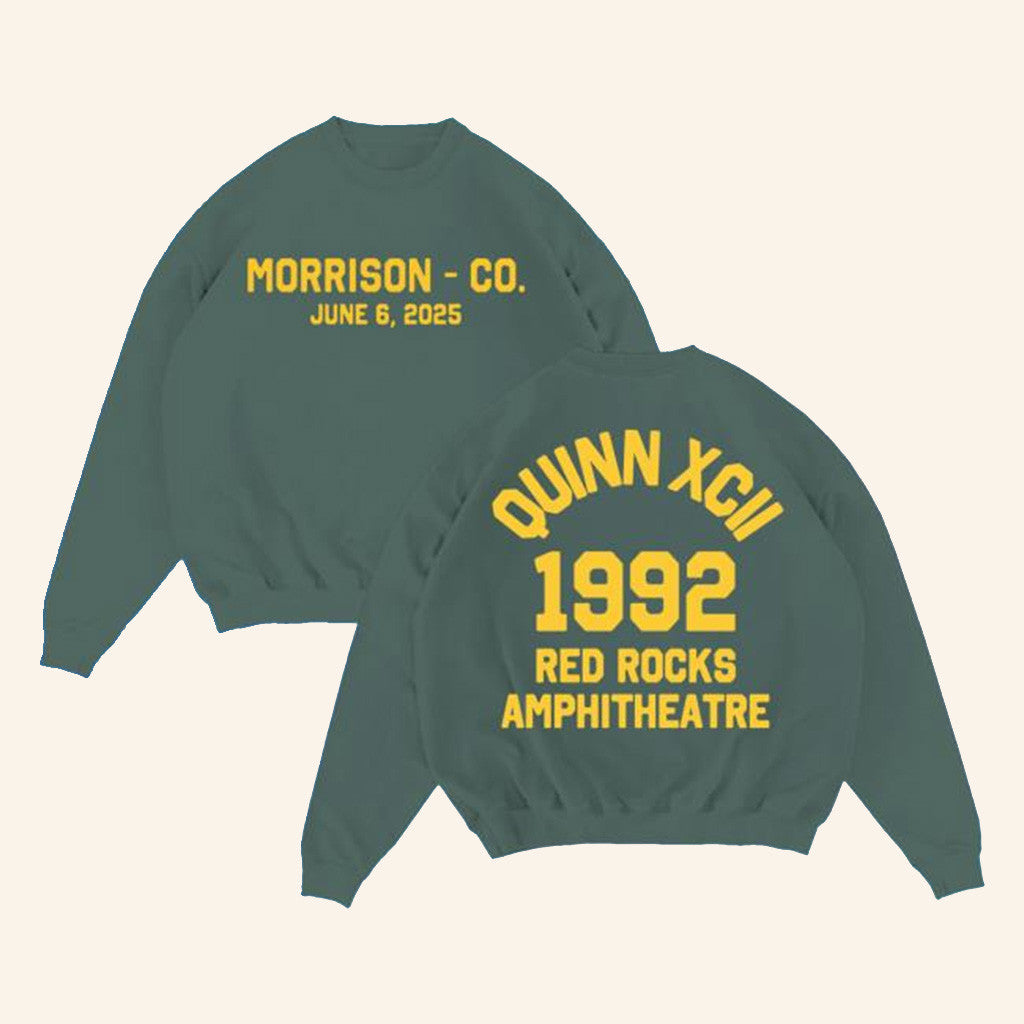 Quinn XCII Merch Red Rocks 2025 Collegiate Crewneck Sweatshirt Presents For Wife