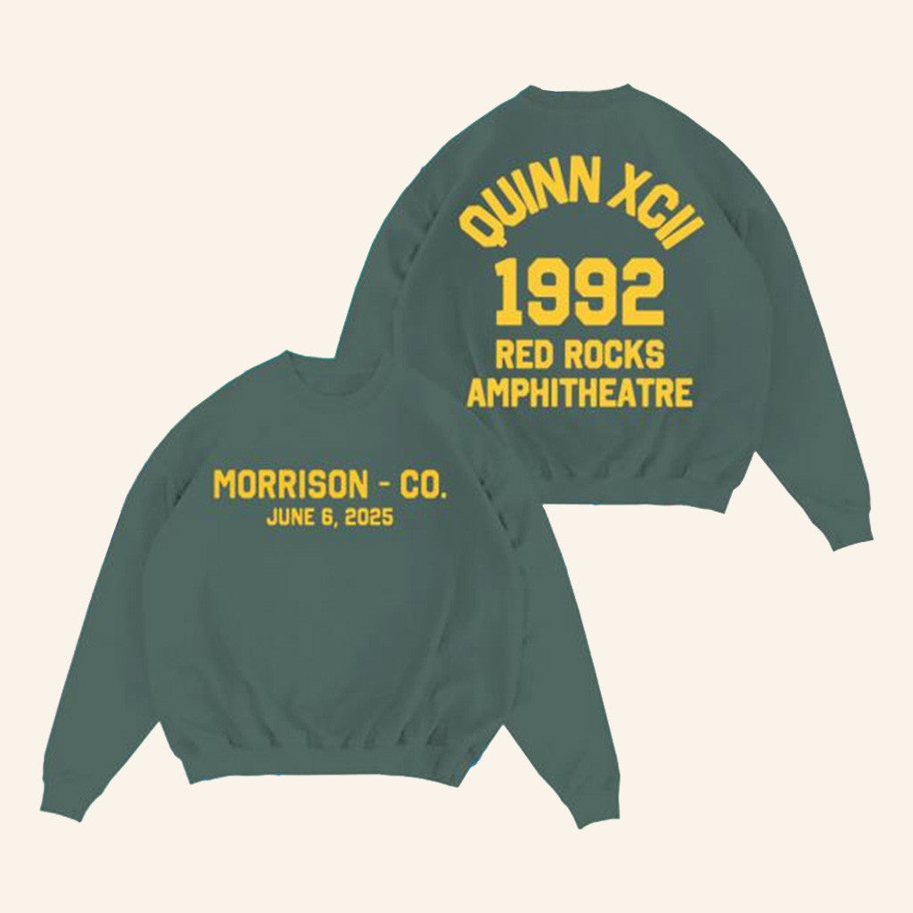 Quinn XCII Merch Red Rocks 2025 Collegiate Crewneck Sweatshirt Gifts For Music Lovers