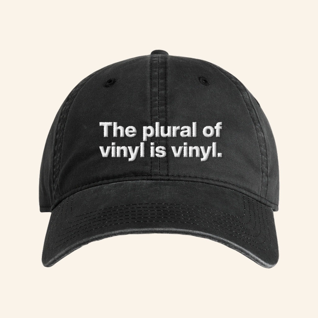Rough Trade Merch Rough Trade Slogan Series The Plural Of Vinyl Is Vinyl Hat Dad Gifts