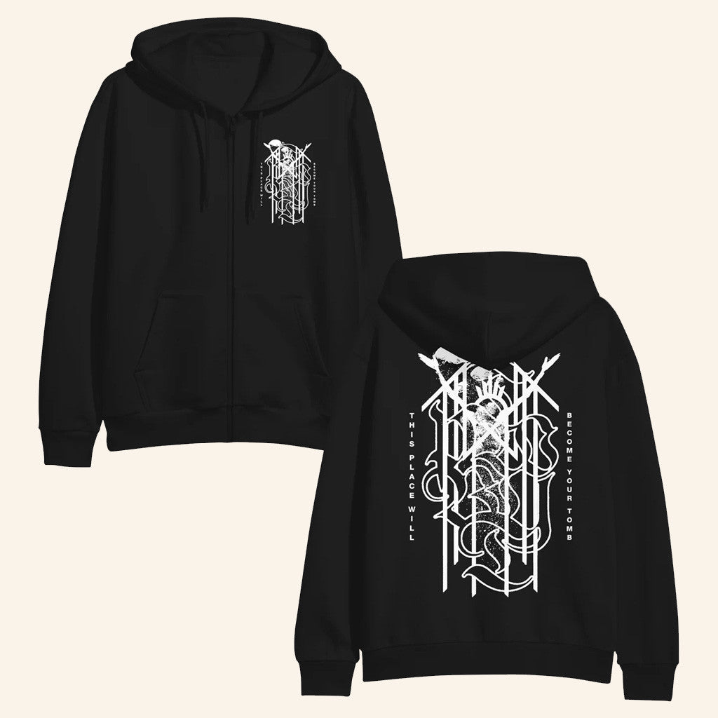 Spinefarm Merch Sleep Token This Place Will Become Your Tomb Black Zip Up Hoodie Him Gifts
