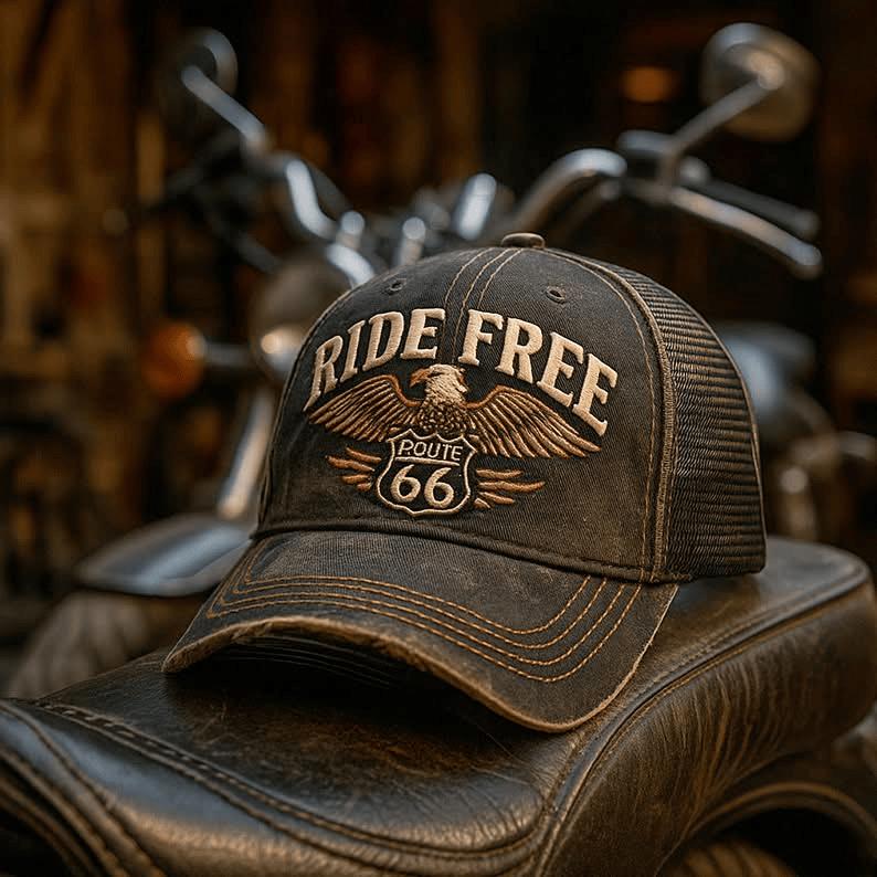 Ride Free Route 66 Hat Old Vintage Bikers Hat Gifts For Father