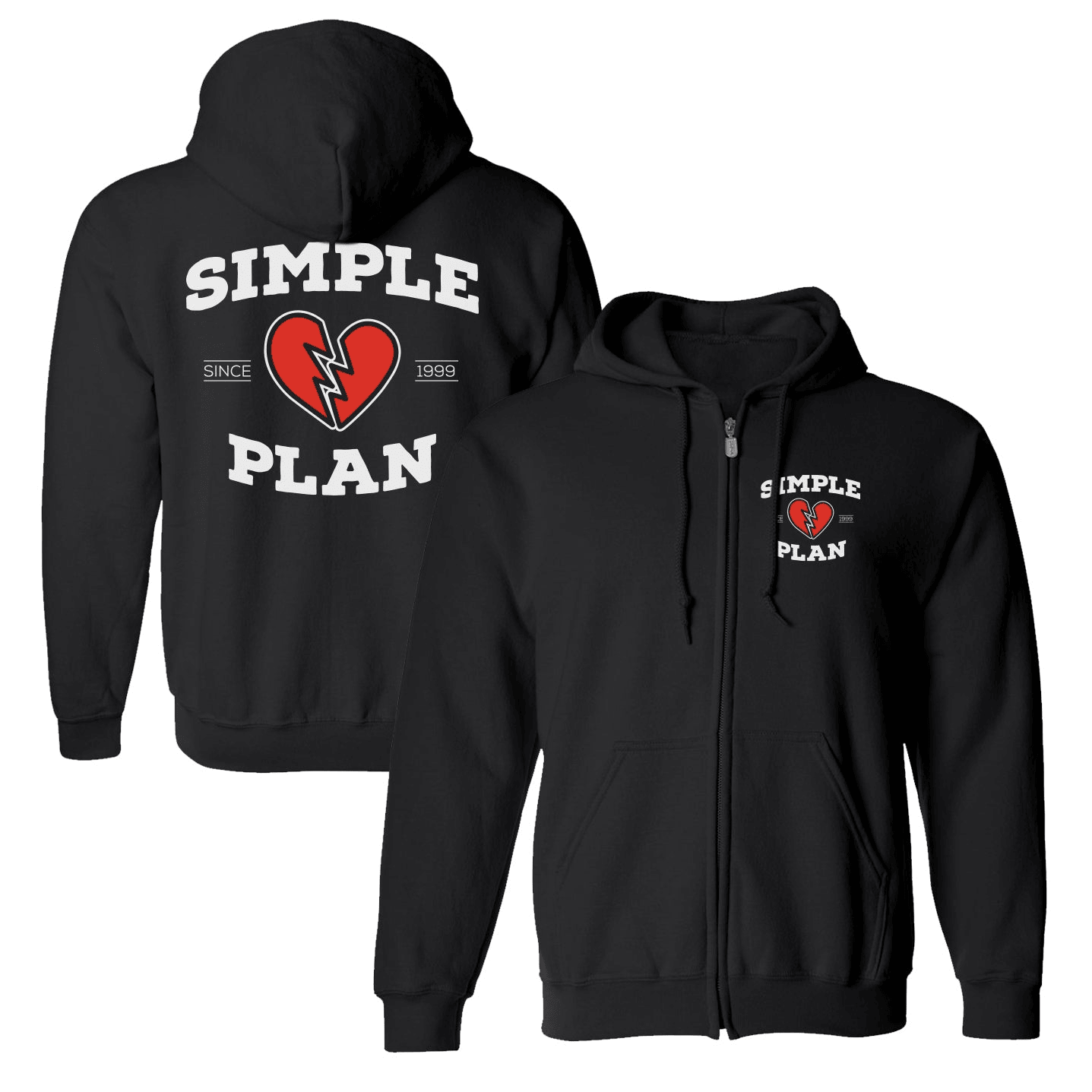 Simple Plan Merch Broken Heart Zip Hoodie Gifts For Husband