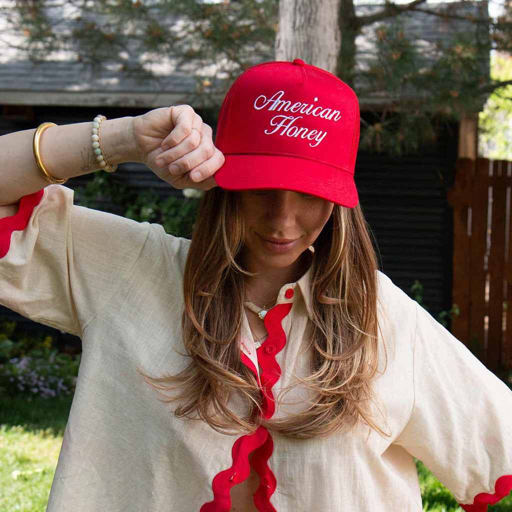 American Honey Hat Embroidered Red Hat Gifts For Her