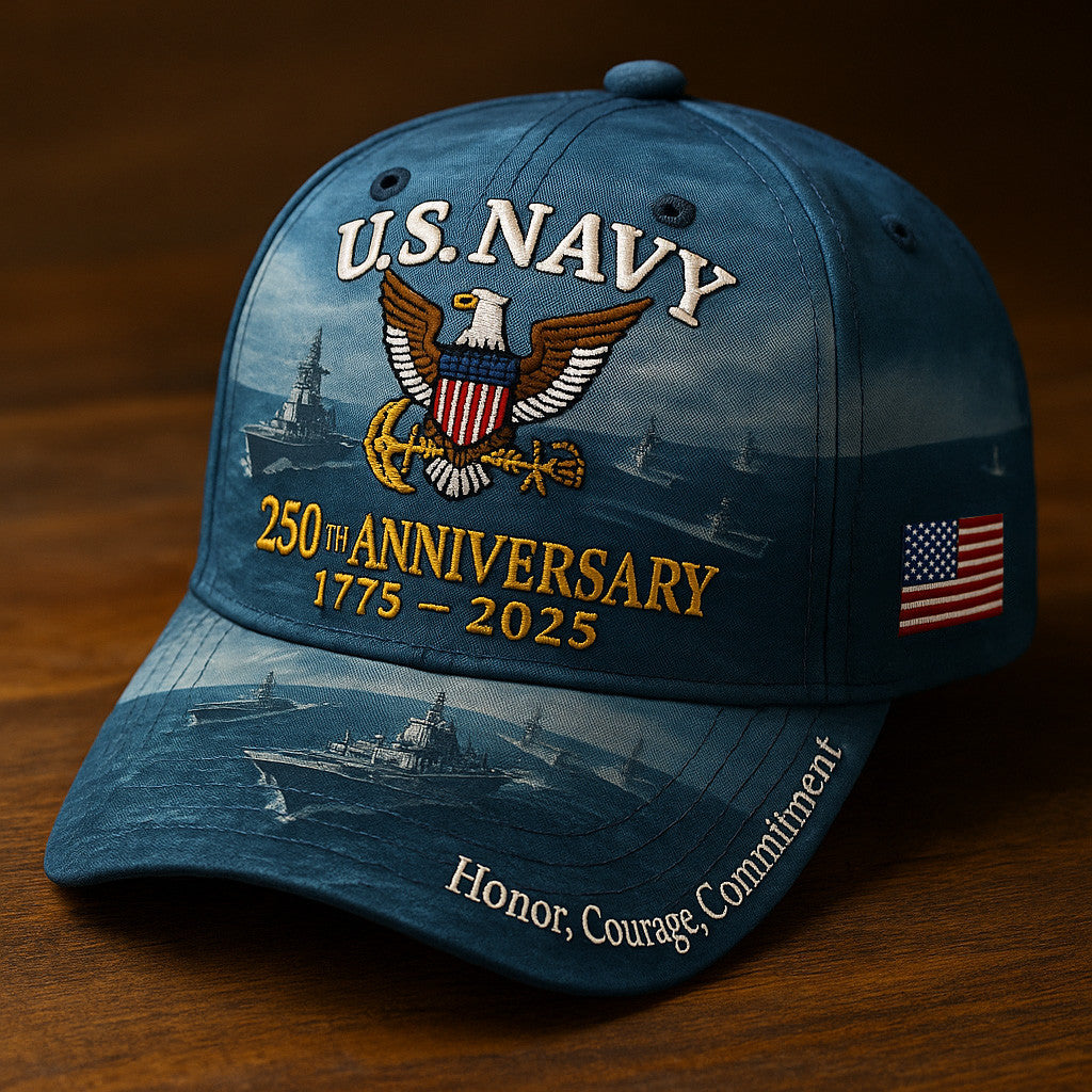US Navy 250th Anniversary 1775 2025 Hat Honor Courage Commitment USN Hat Gifts For Dad