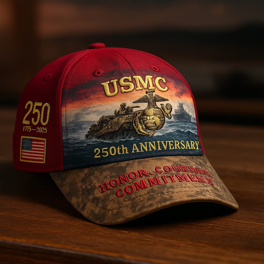 USMC 250th Anniversary 1775 2025 Hat Honor Courage Commitment Marine Corps Hat Dad Gifts