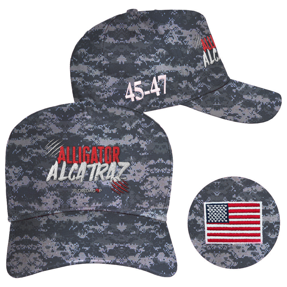 Alligator Alcatraz Hat Camo 45-47 Hat Alligator Alcatraz Merch Florida GOP Store Dad Gifts