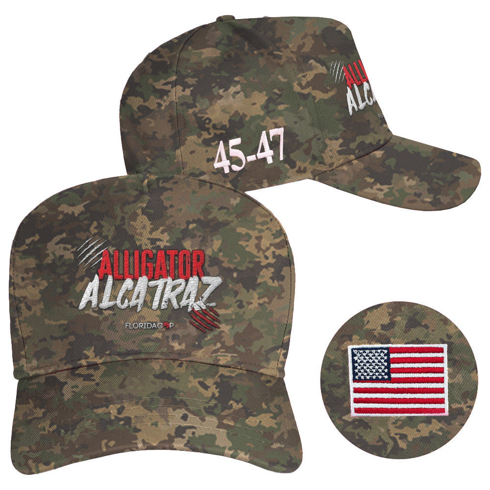 Alligator Alcatraz Hat Camouflage 45-47 Hat Official Alligator Alcatraz Merch Florida GOP Store