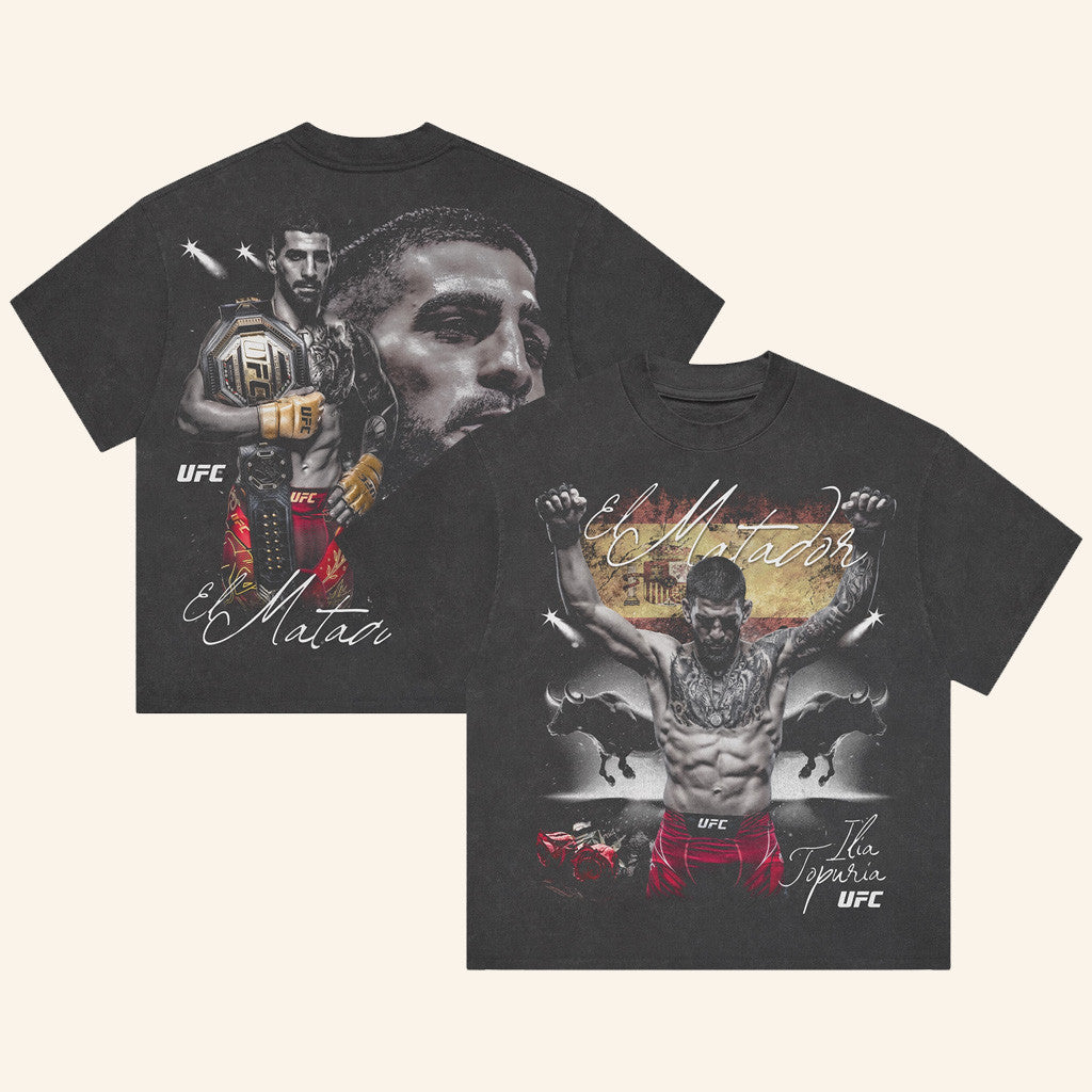 Fanatics Merch Ilia Topuria Bull Fight Black T-Shirt Fan Merch Gifts For Husband