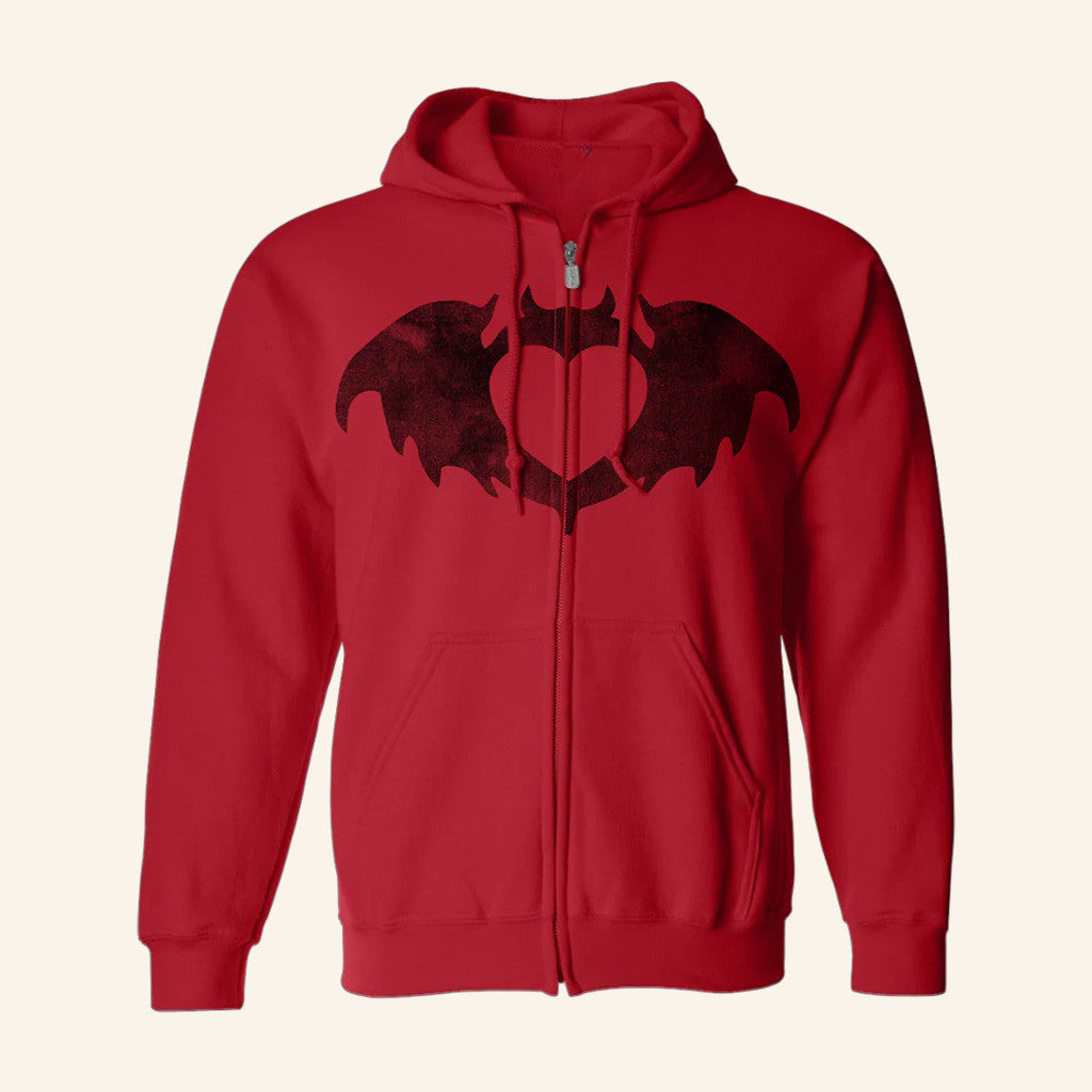 Clandestine Industries Merch Red Bat Logo Zip Hoodie Gift For Him