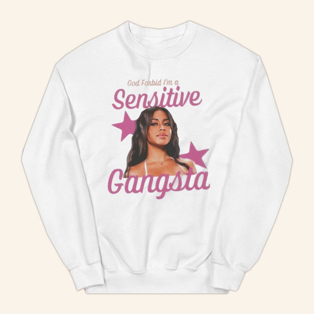 Sensitive Gangsta Merch White Sensitive Gangsta Sweatshirt Gifts For Her