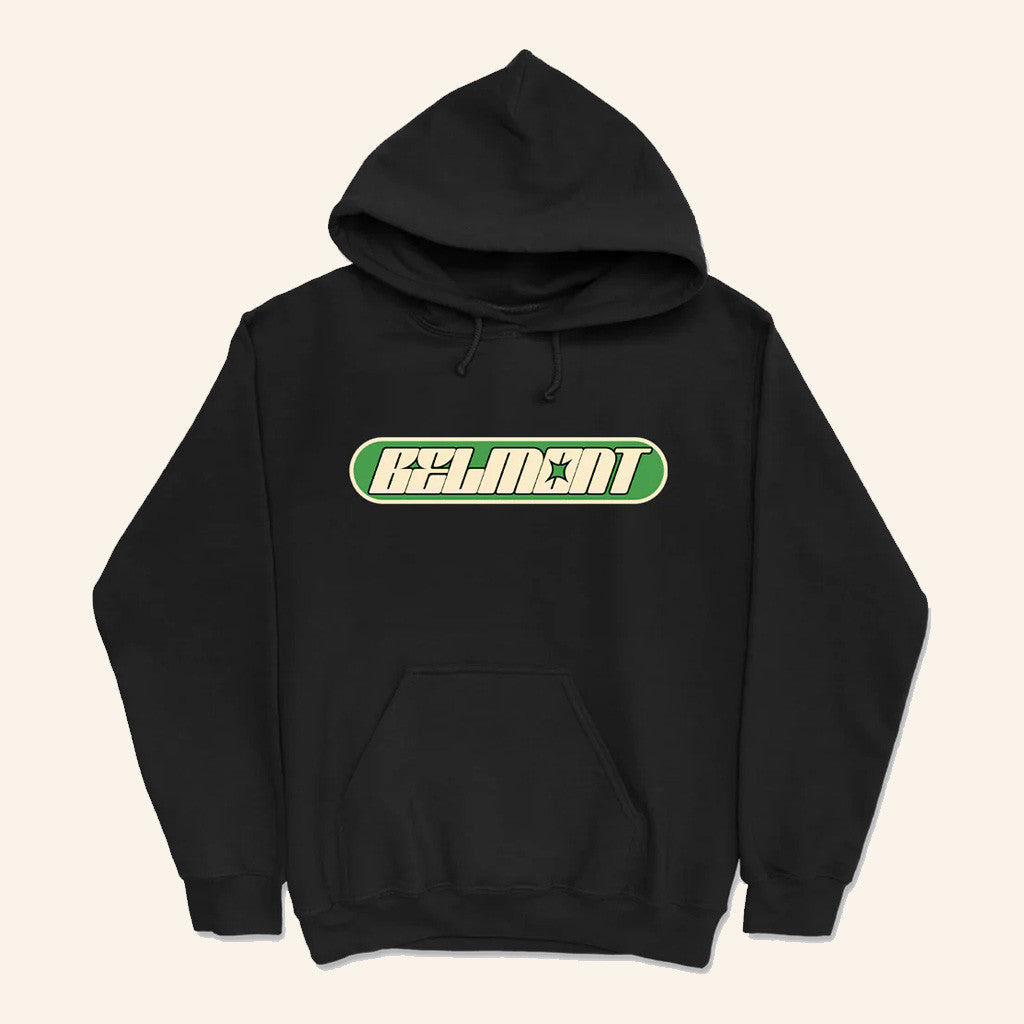 Pure Noise Merch Belmont Text Black Hoodie Presents For Him