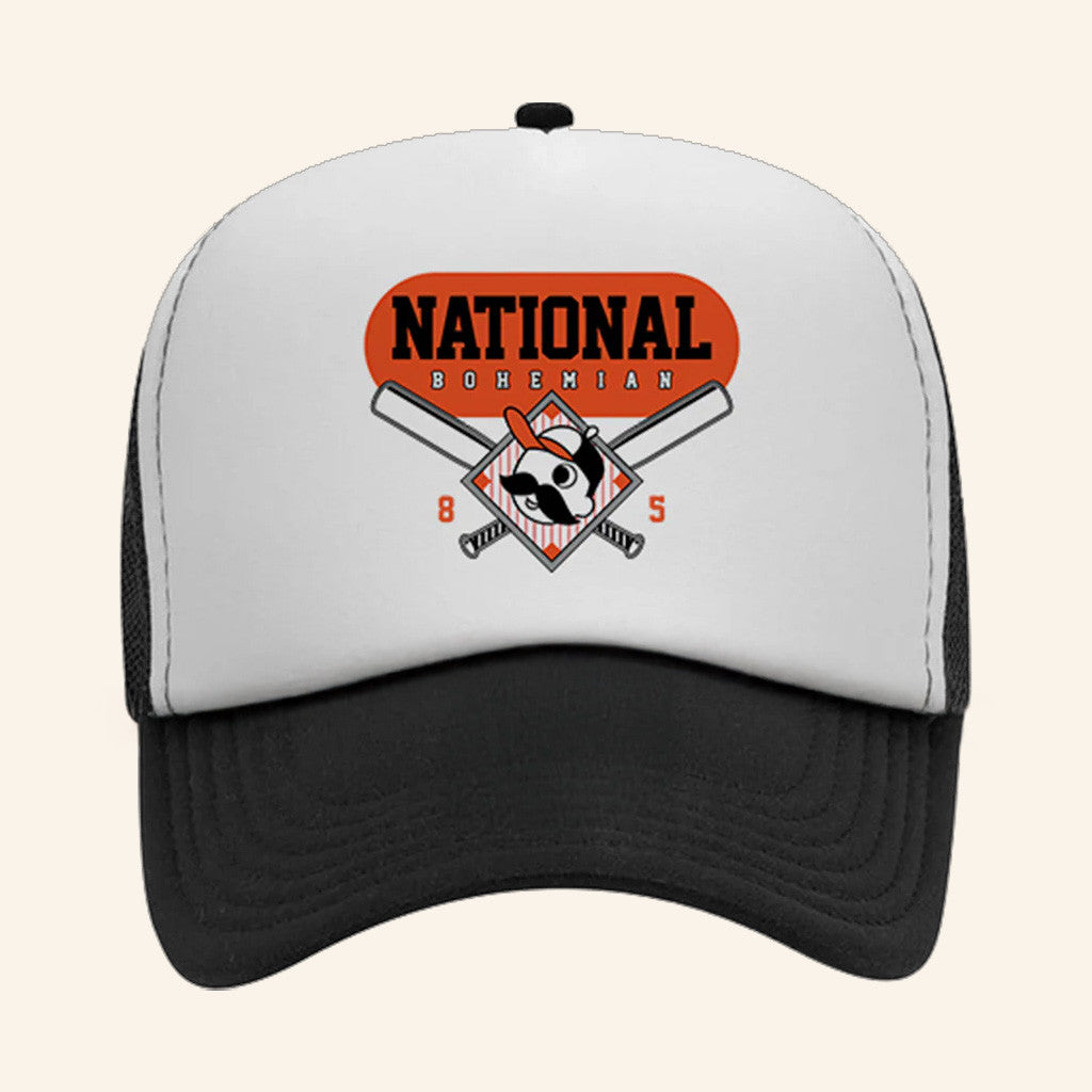 National Bohemian Merch World Famous Black White Trucker Hat Present For Husband