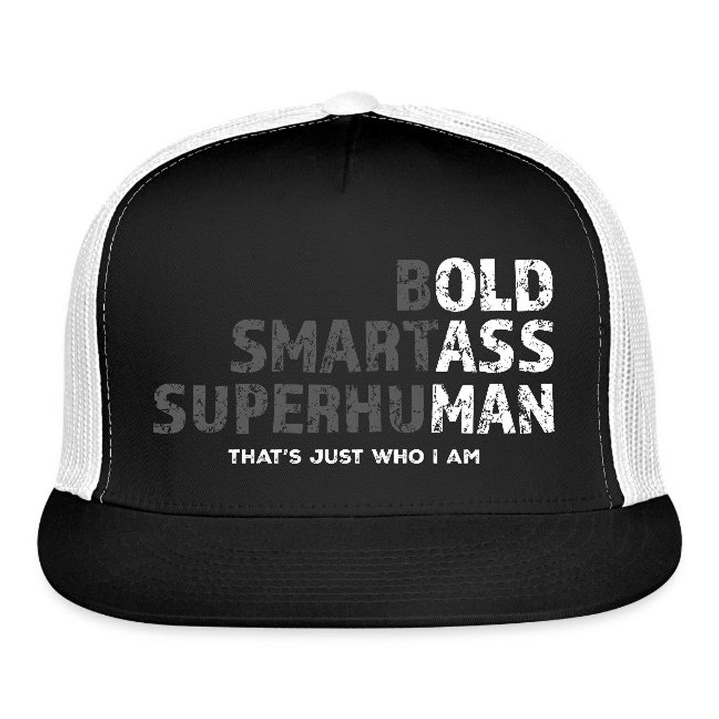 Funnymule Store Merch Bold Smartass Superhuman Trucker Hat Snapback Dad Gifts