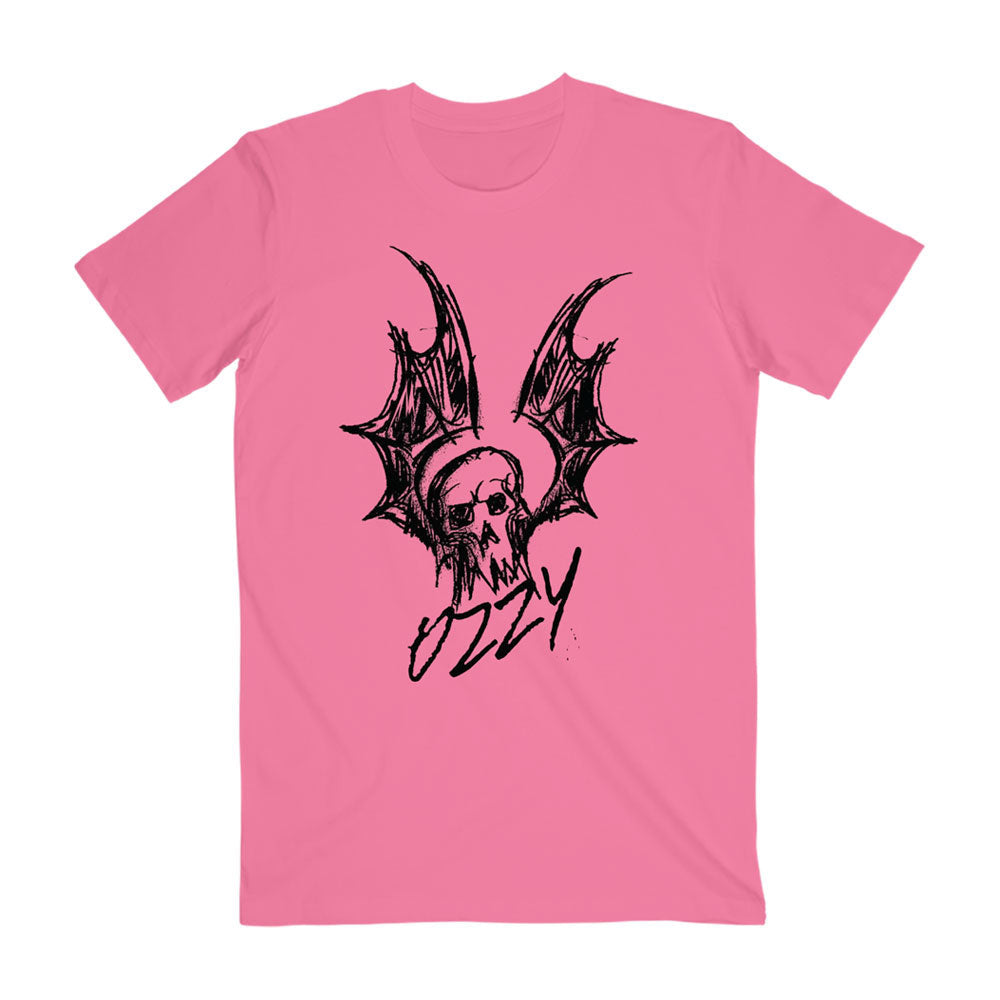 Official Ozzy Osbourne Merch Bat Sketch Pink T-Shirt Gifts For Wife