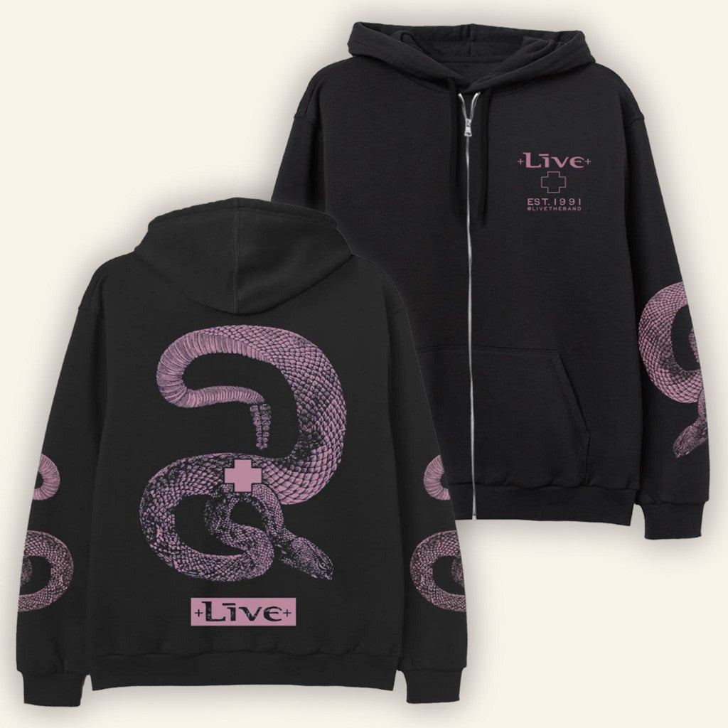 Livetheband Merch Black Snake Zip Hoodie Gifts For Husband