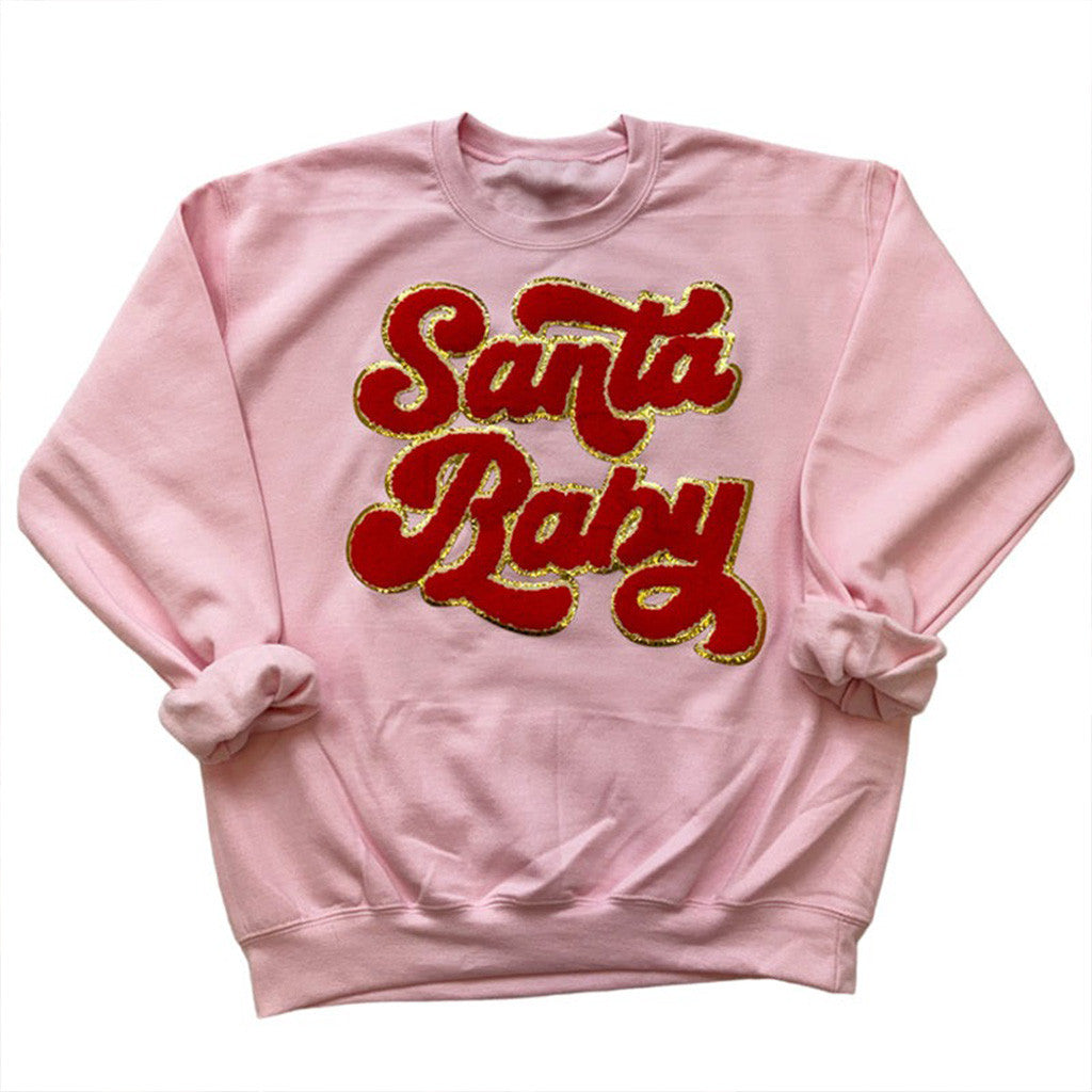 Santa Baby Sweatshirt Pink Cute Christmas Clothing Gifts For Her